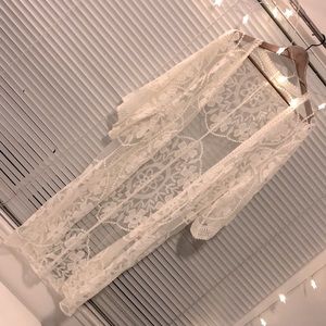 Zaful Sheer Lace Kimono Swim Coverup, S